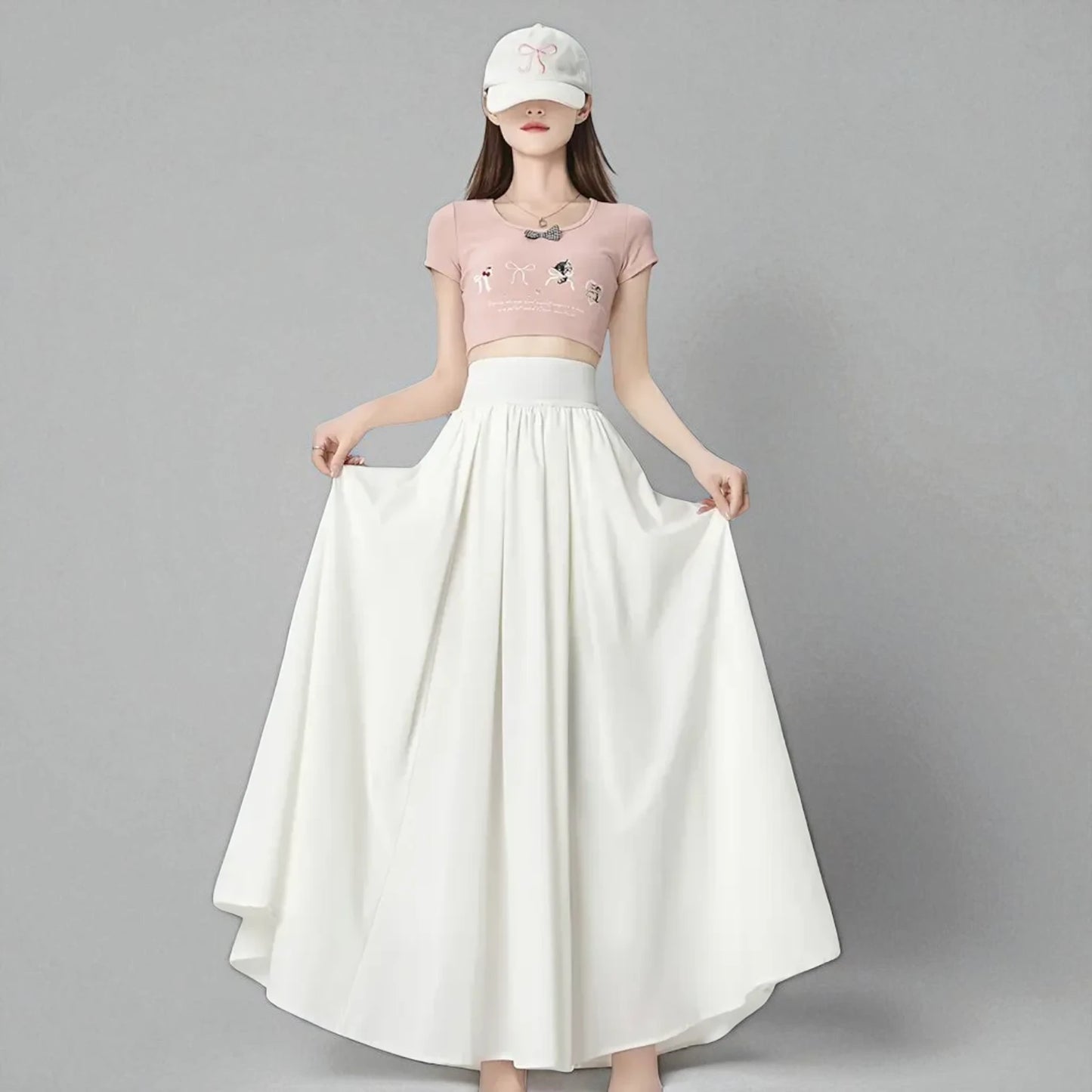 Jupe Longue Blanche Taille Haute