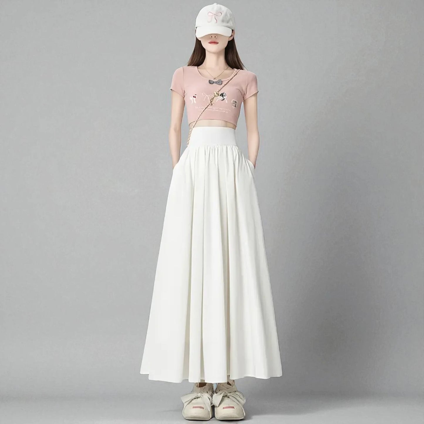 Jupe Longue Blanche Taille Haute