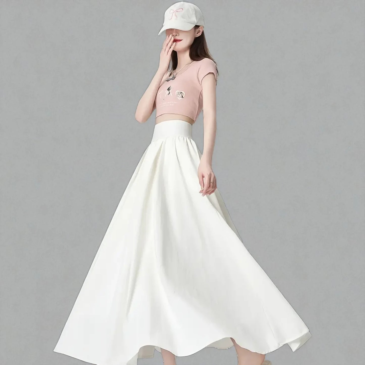 Jupe Longue Blanche Taille Haute