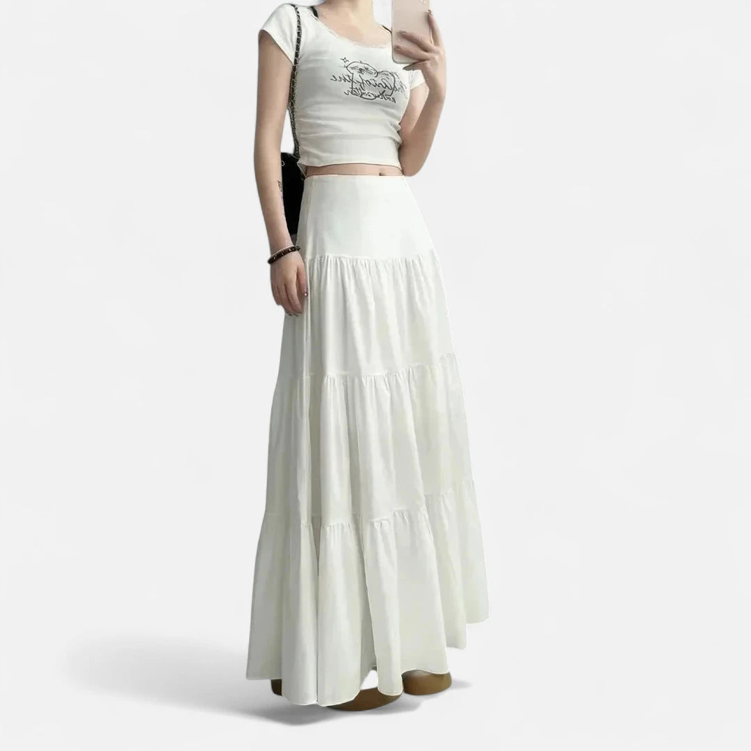 Jupe longue blanche fluide