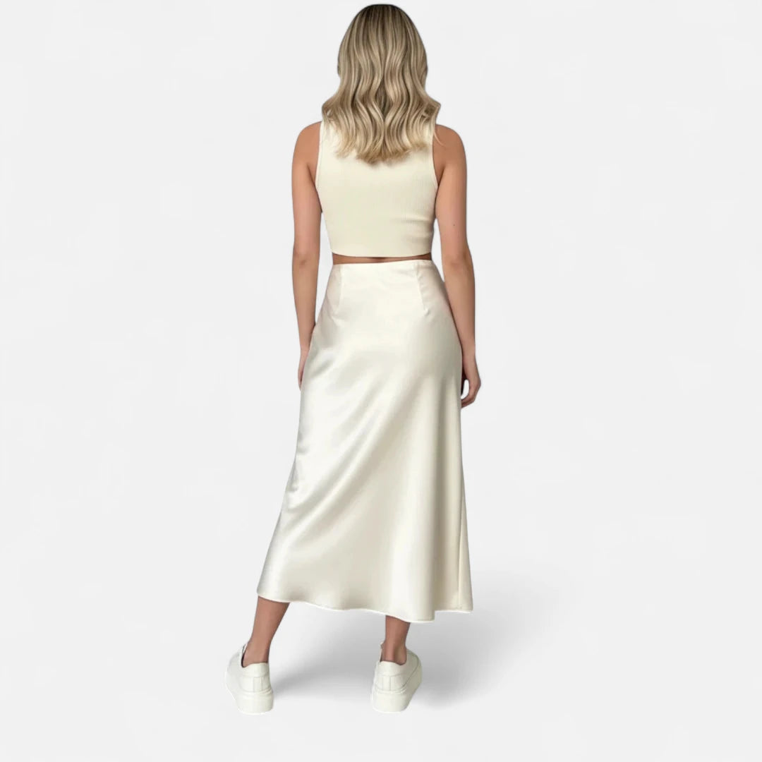 Jupe longue blanche satin