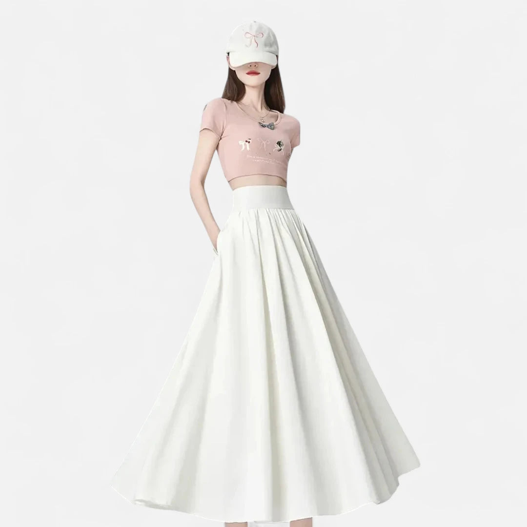 Jupe longue blanche taille haute