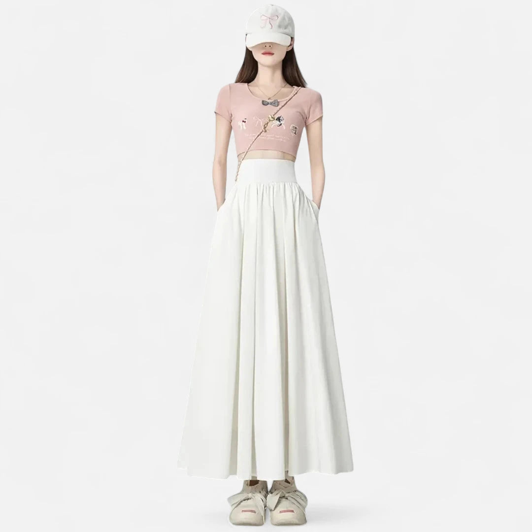 Jupe longue blanche taille haute