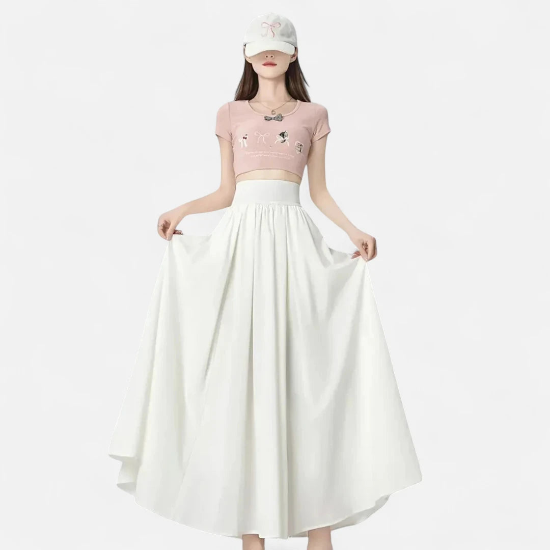 Jupe longue blanche taille haute