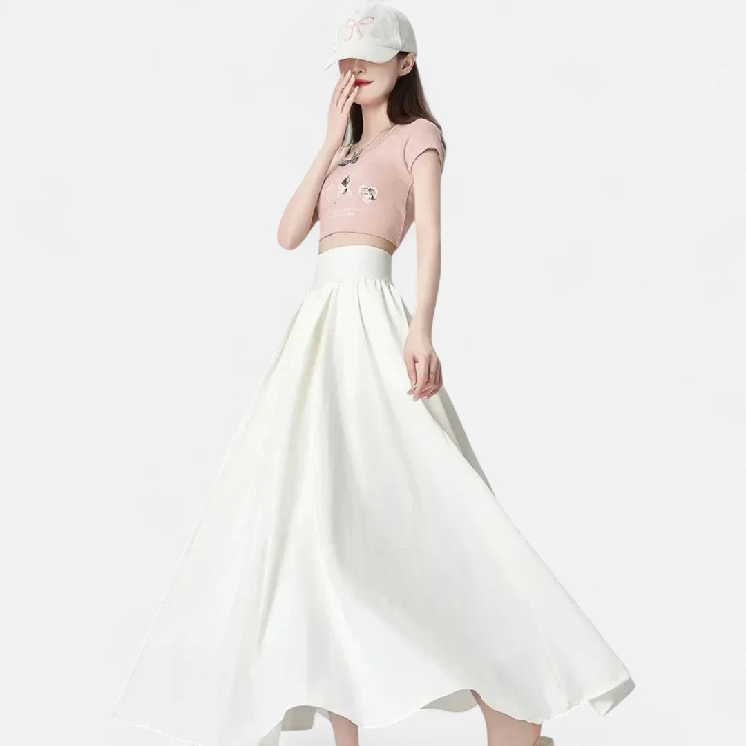 Jupe longue blanche taille haute