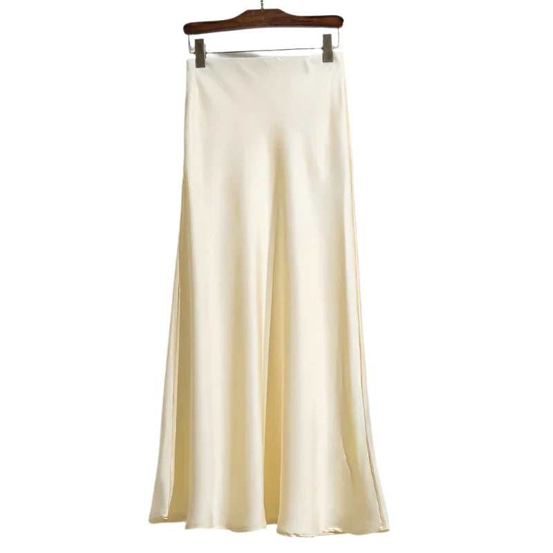 Jupe longue blanche satin