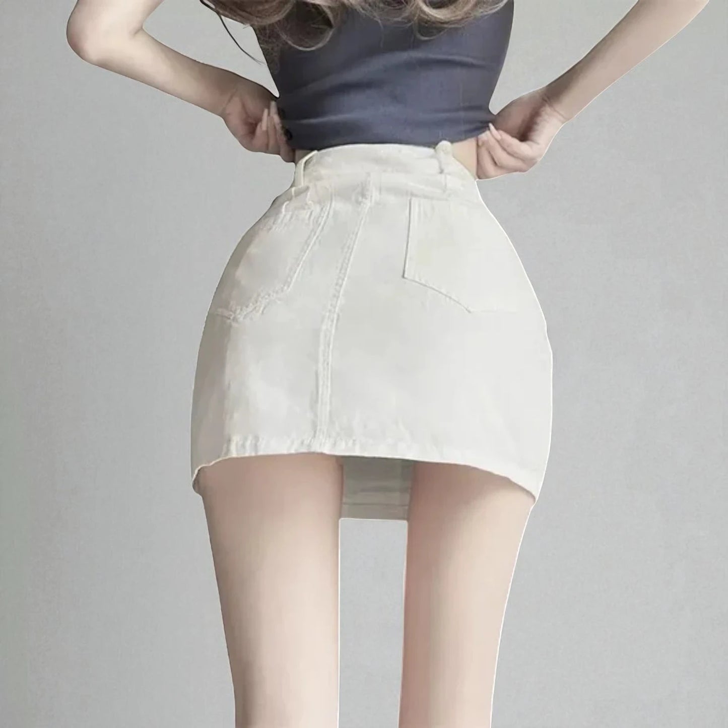 Jupe Taille Haute avec Cordon Ajustable