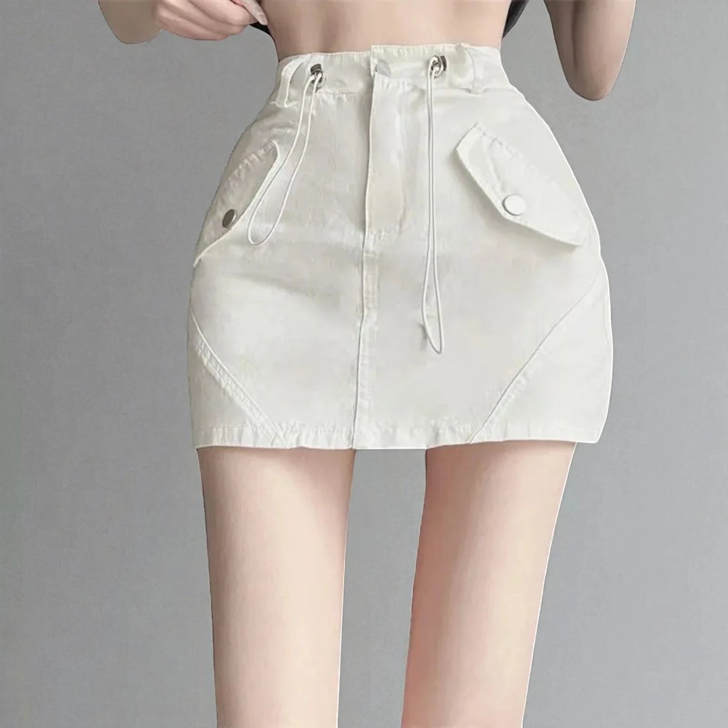 Jupe Taille Haute avec Cordon Ajustable