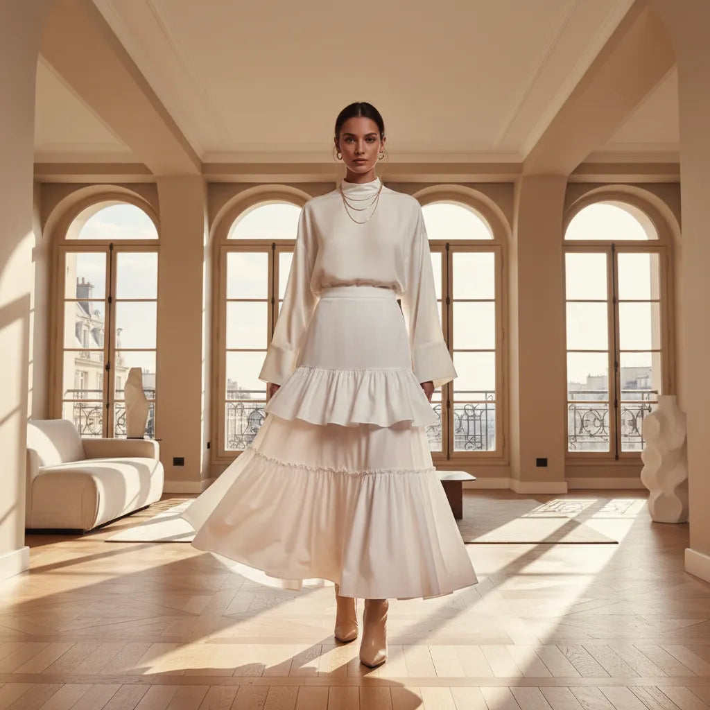 Jupe blanche à volants Image