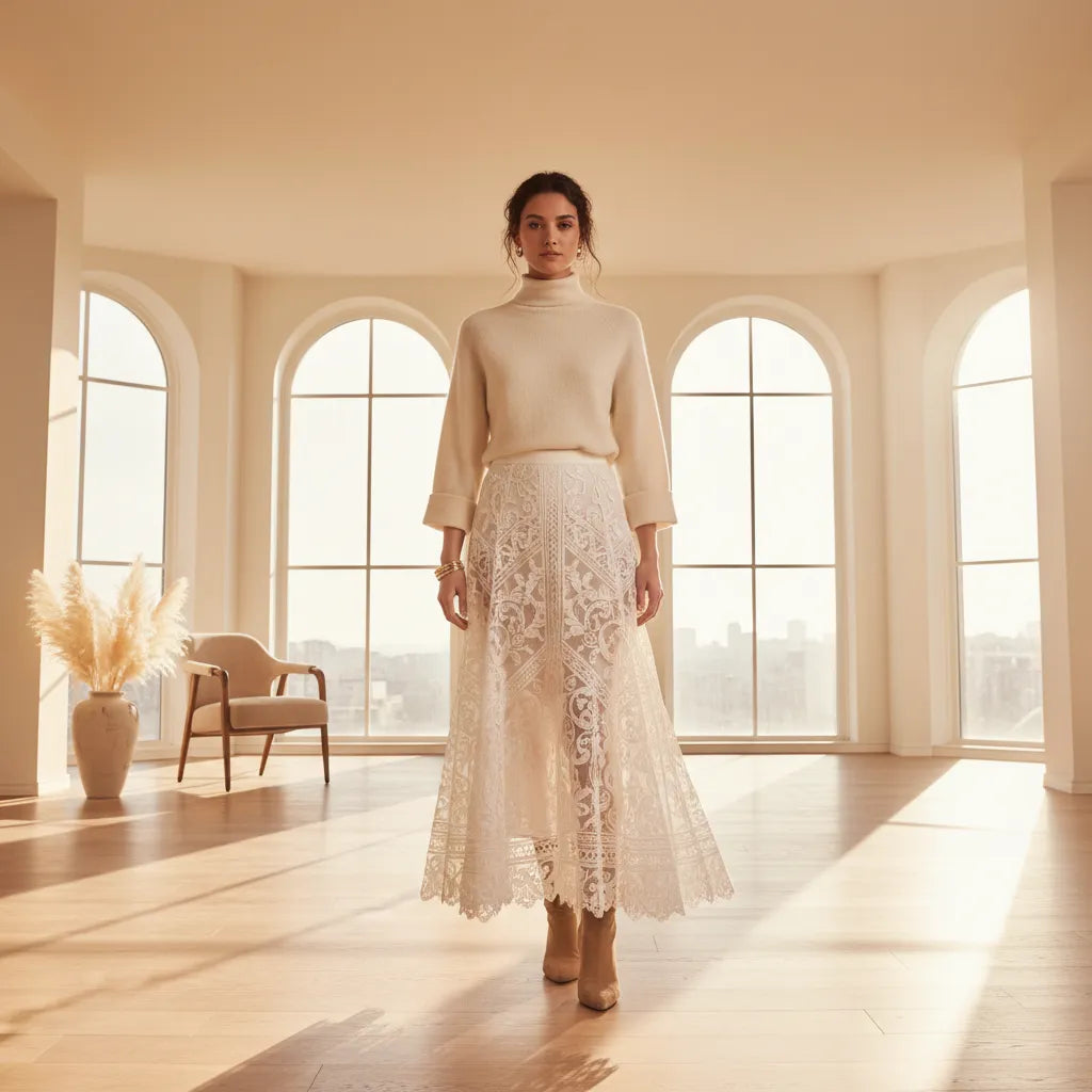 Jupe blanche dentelle Image