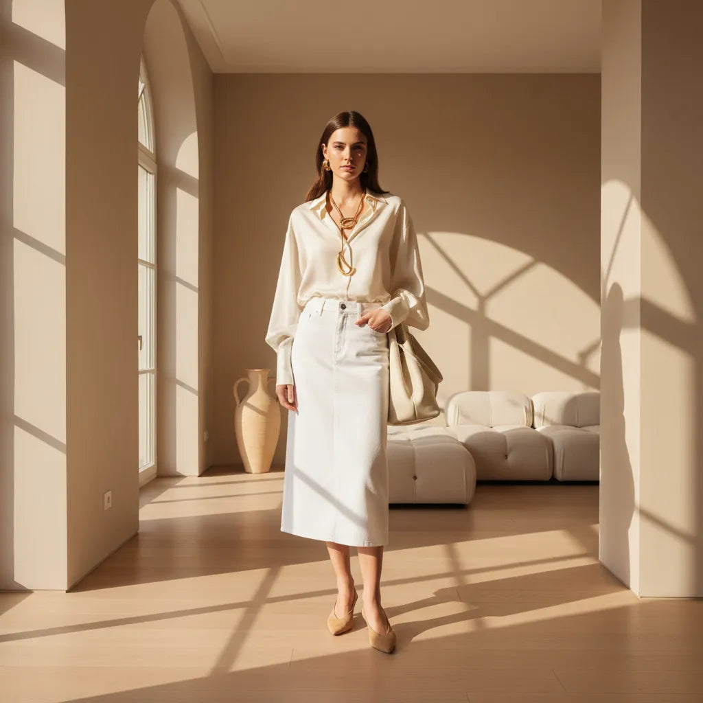 Jupe en jean blanche Image