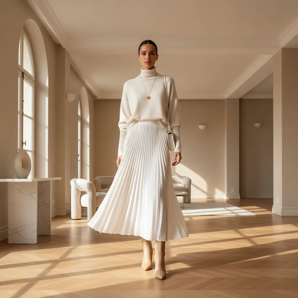 Jupe plissée blanche Image