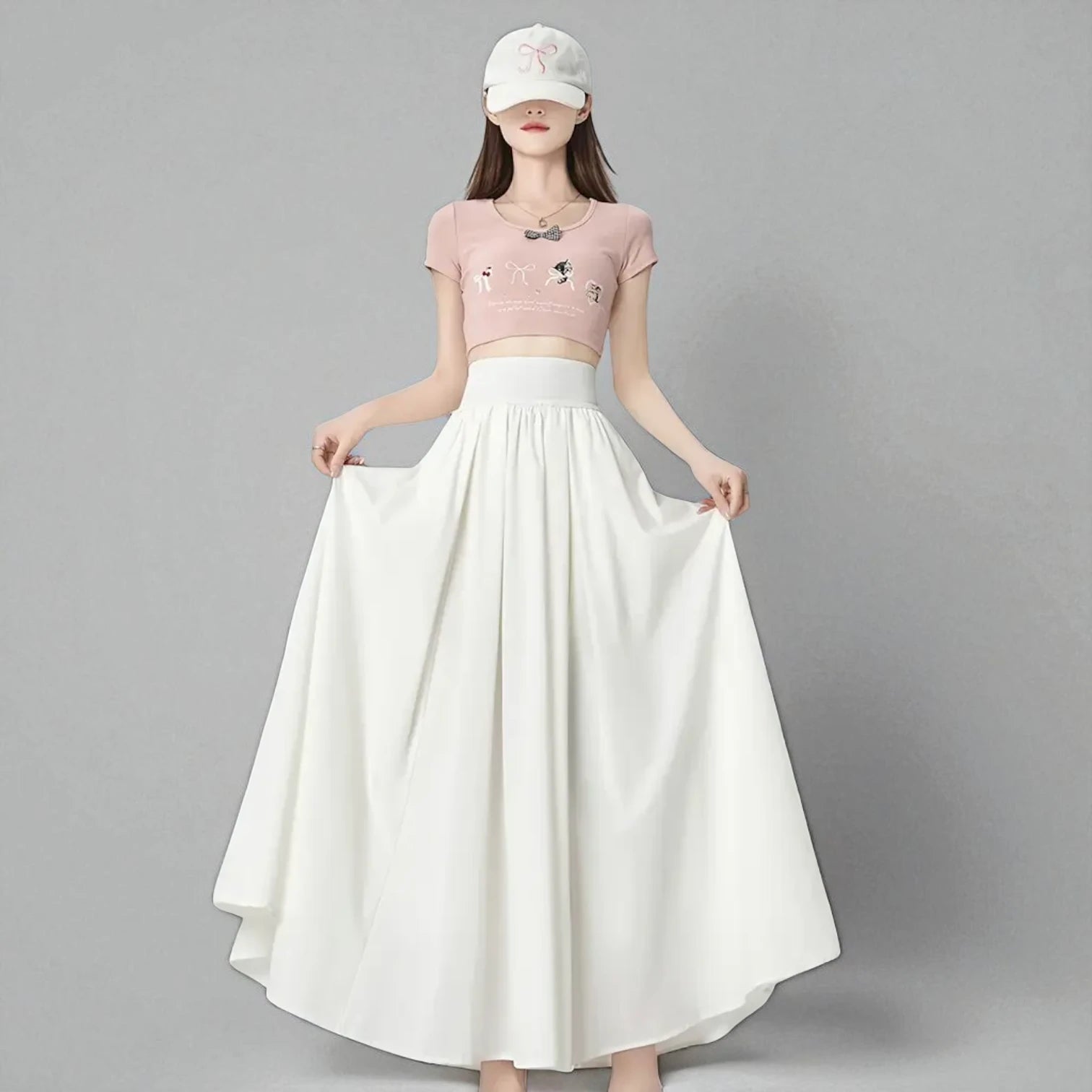 Jupe Longue Blanche Taille Haute