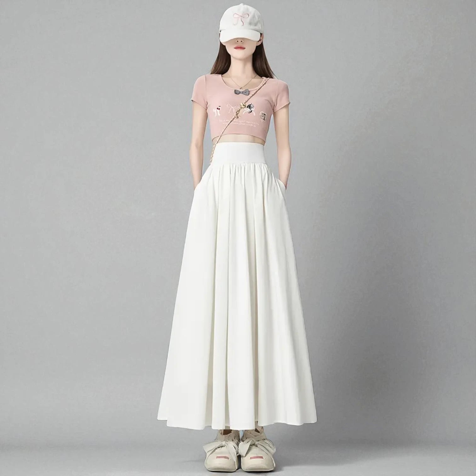 Jupe Longue Blanche Taille Haute