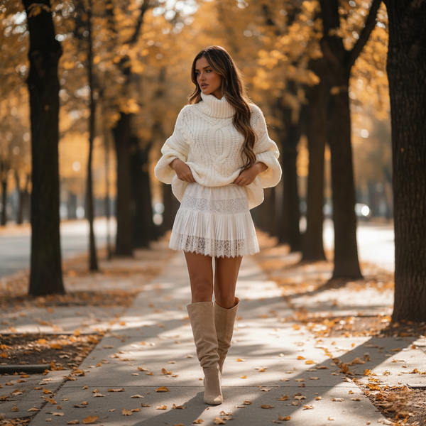 Jupe blanche dentelle femme courte en tissu léger avec finitions plissées et détails ajourés Image