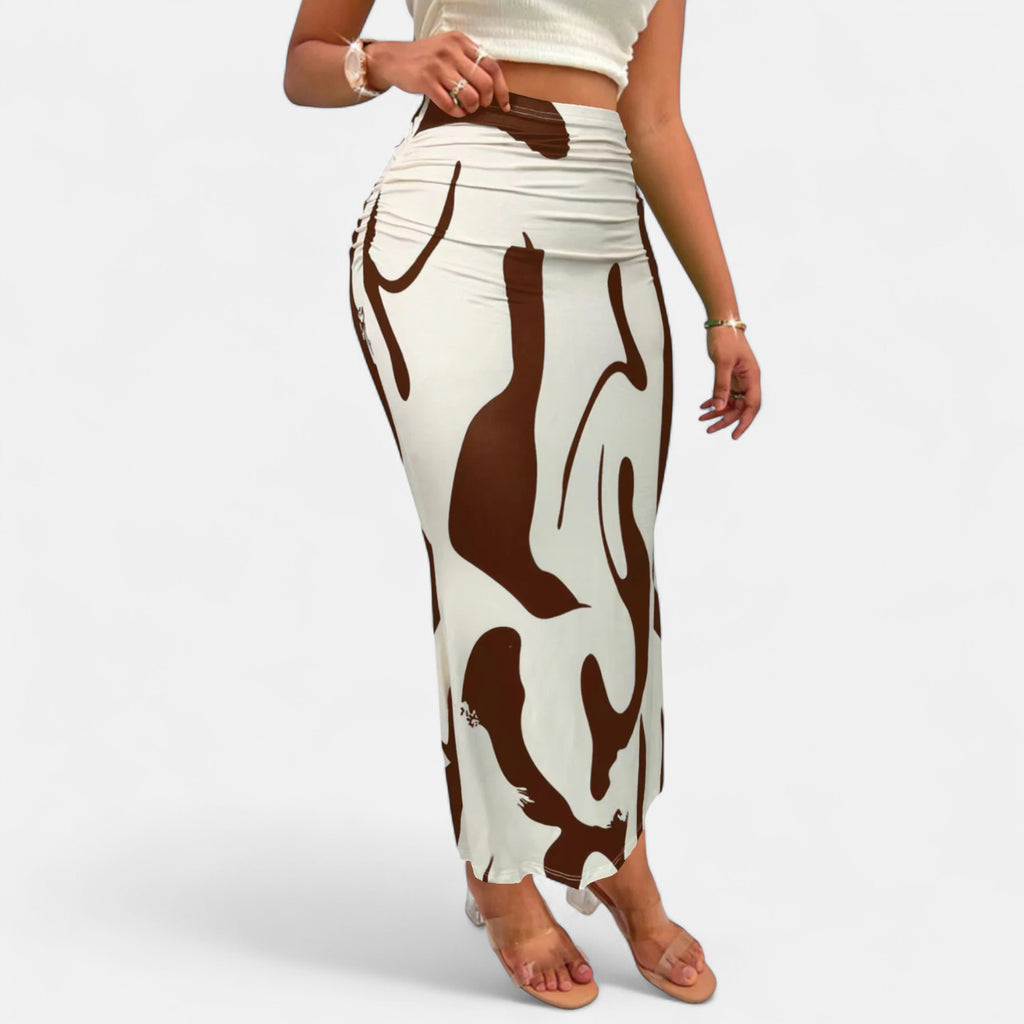 Jupe longue blanche et marron