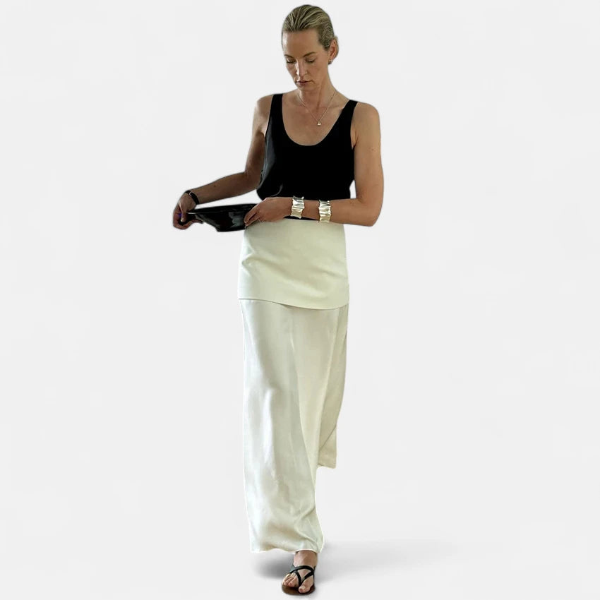 Jupe longue femme satin