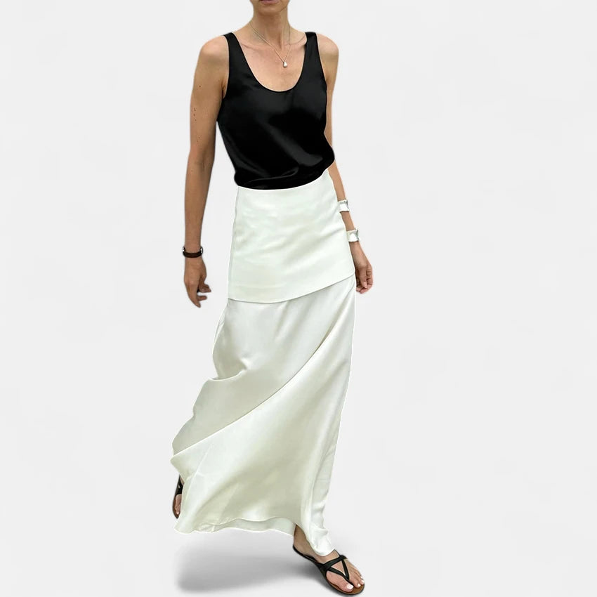 Jupe longue femme satin