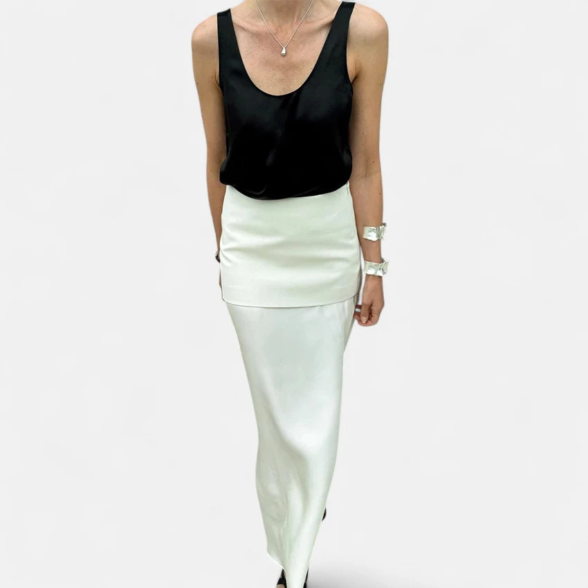 Jupe longue femme satin