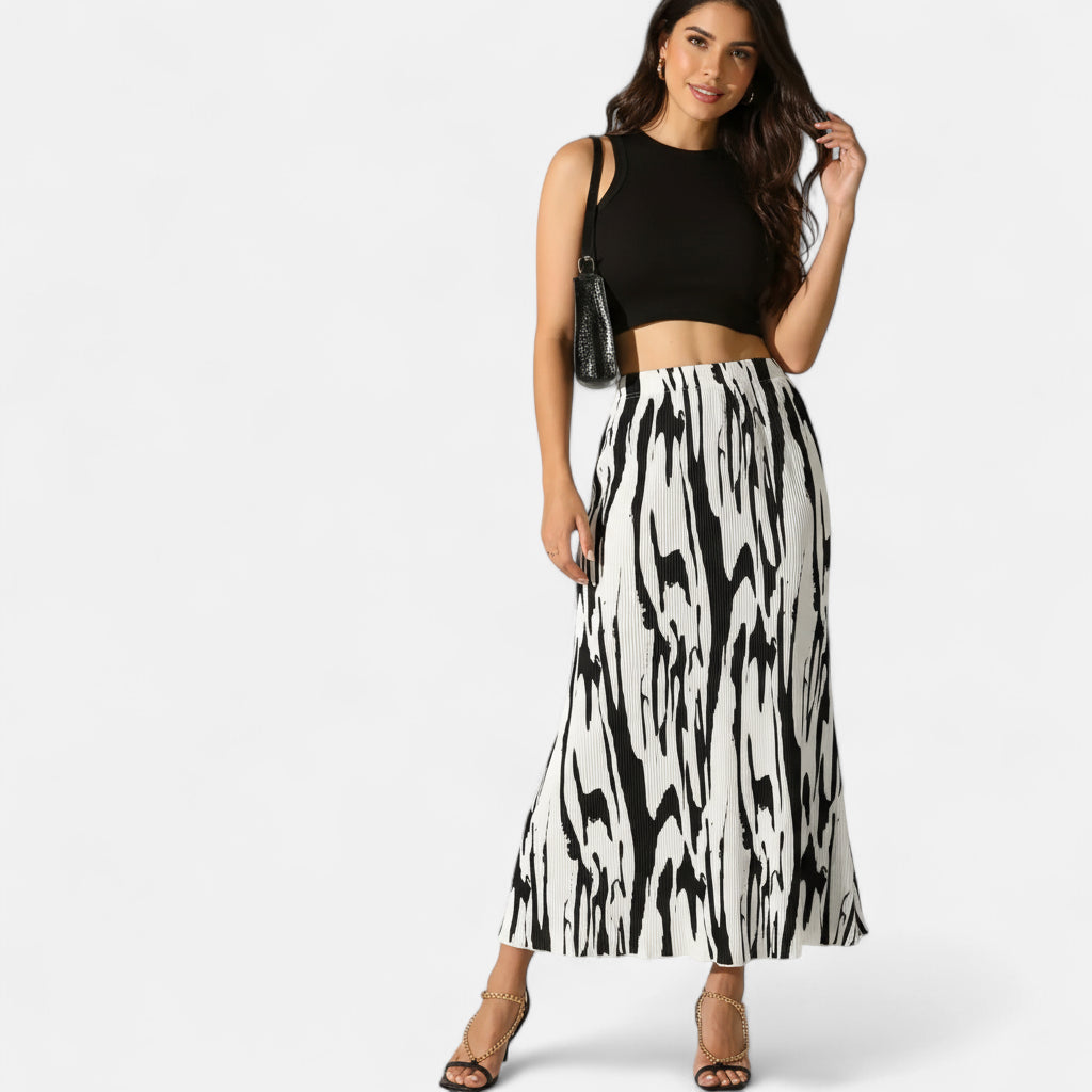 Jupe longue noire et blanche