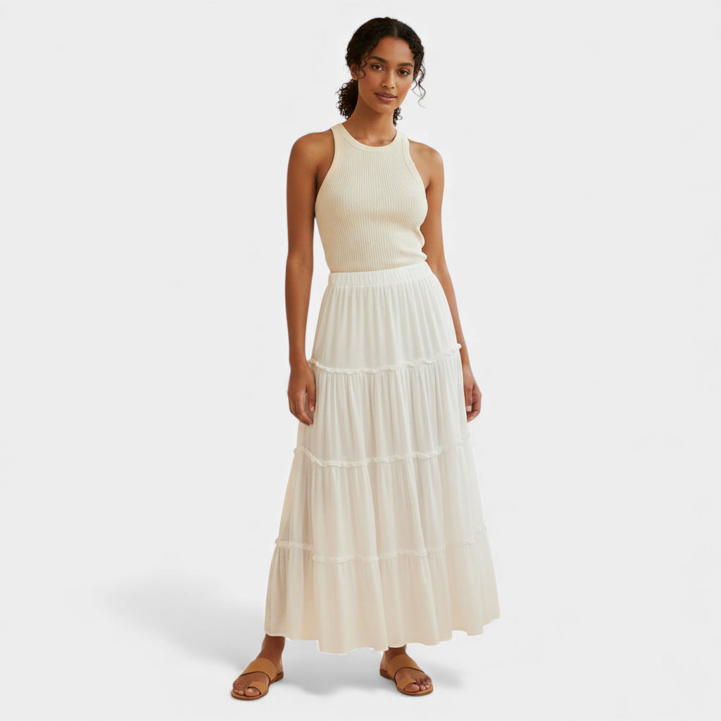 Jupe longue plissée blanche