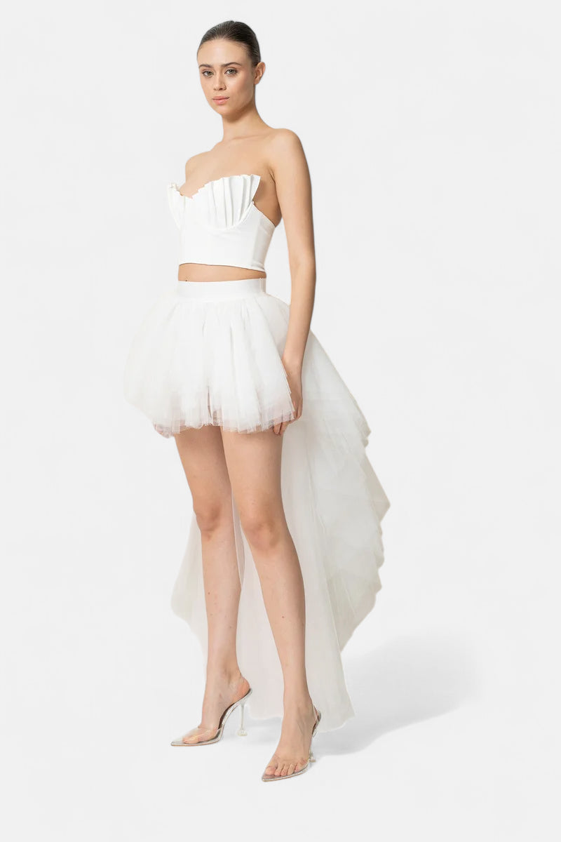 Jupe tulle blanche courte-longue