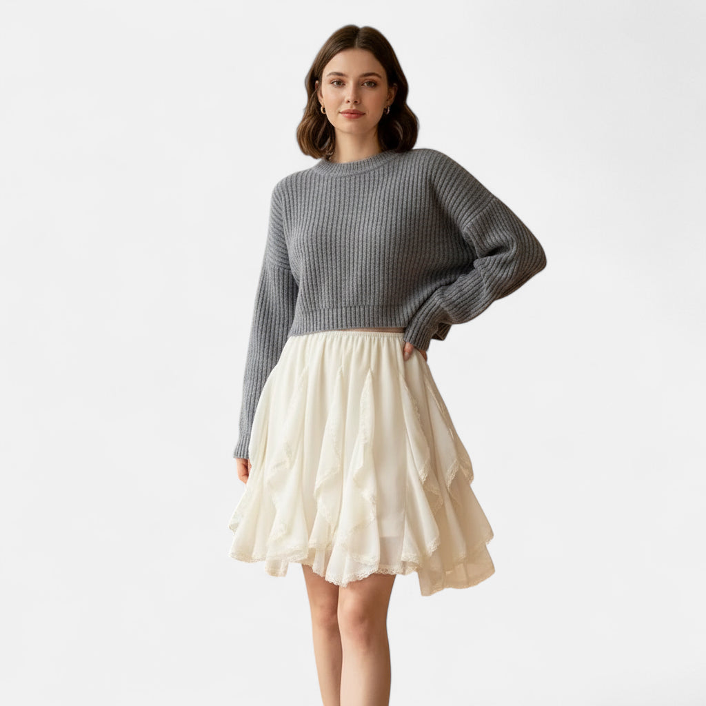 Jupe tulle blanche courte irrégulière