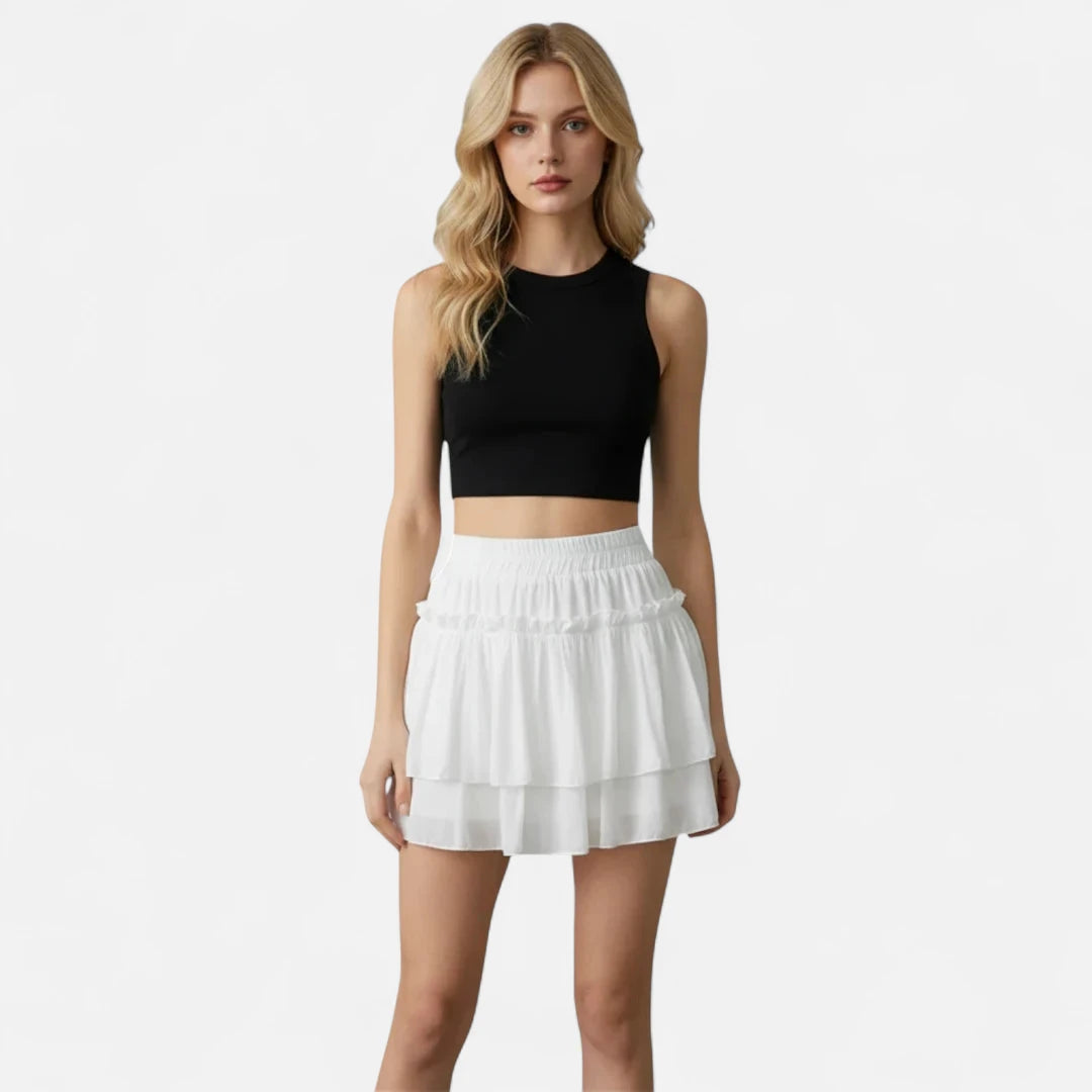 Mini jupe blanche à volants