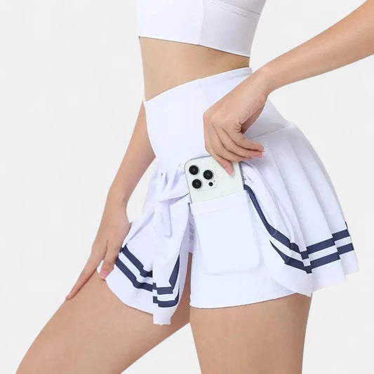 Jupe short blanche et bleu