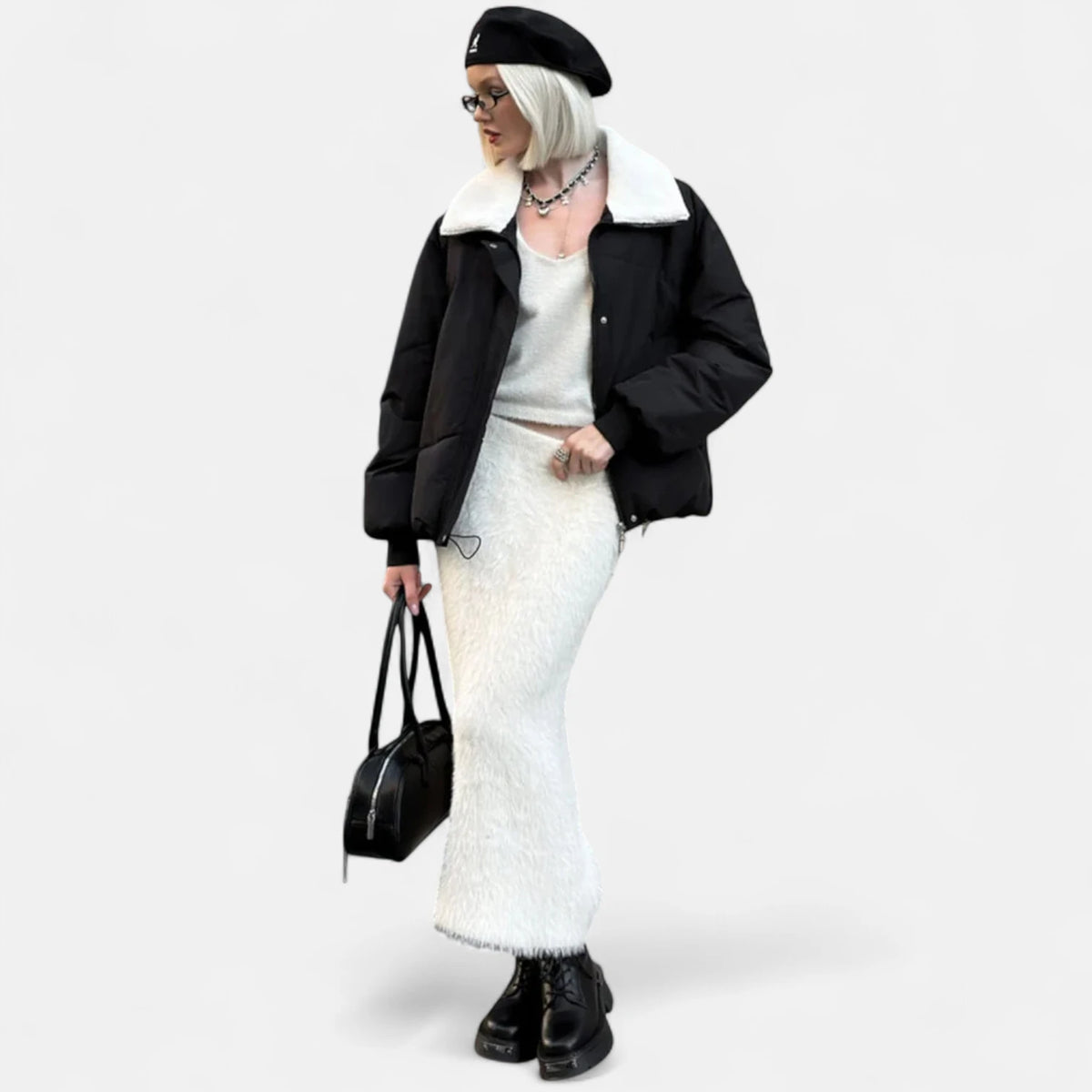 Jupe blanche hiver femme