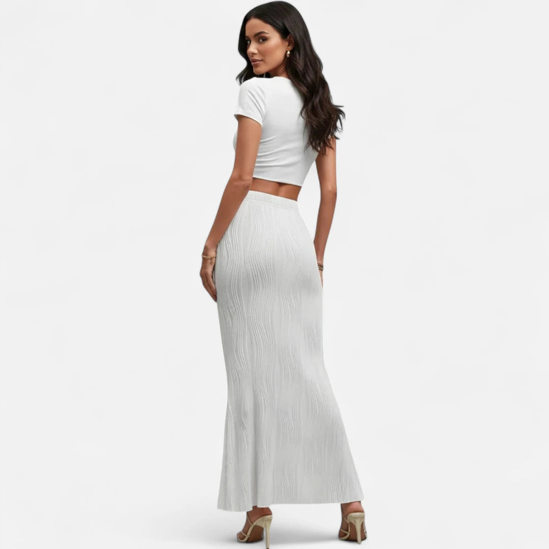 Jupe blanche plissée longue