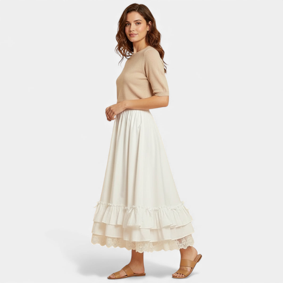 Jupe douce blanche nœud