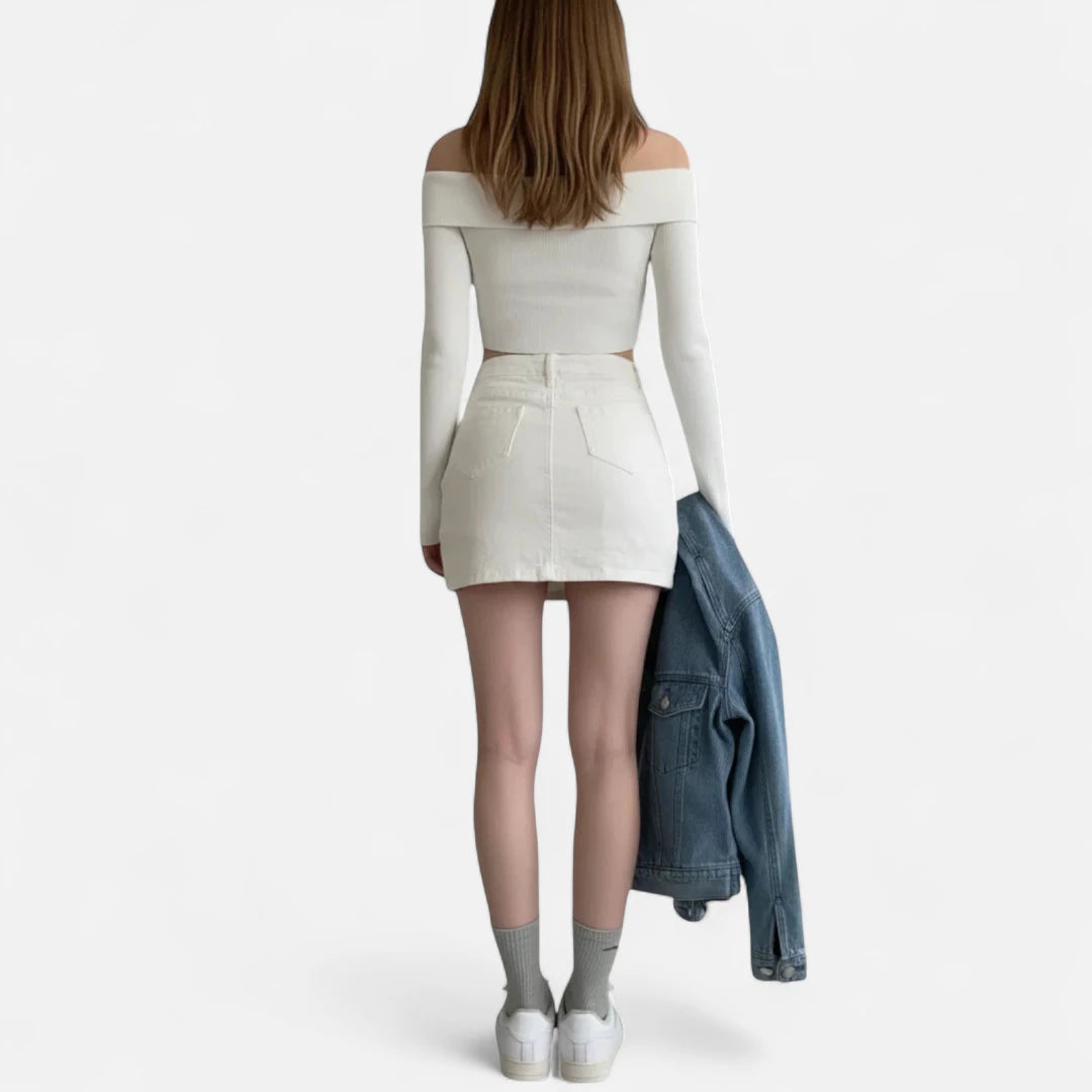 Jupe en jean blanche femme