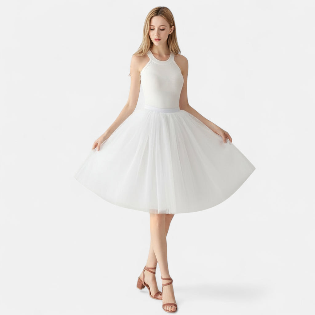 Jupe en tulle blanche mi longue