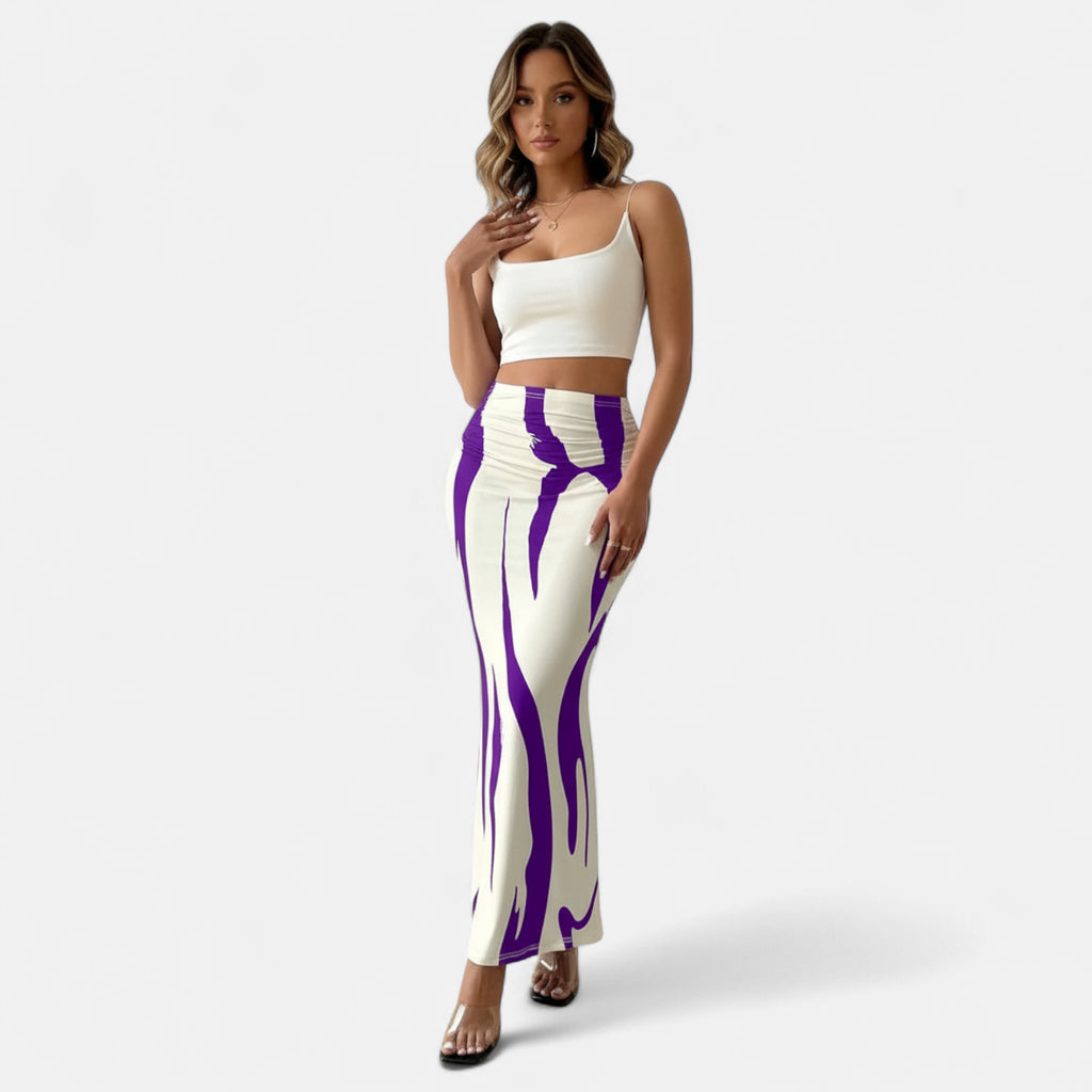 Jupe longue blanche et violette