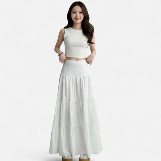 Jupe longue blanche fluide