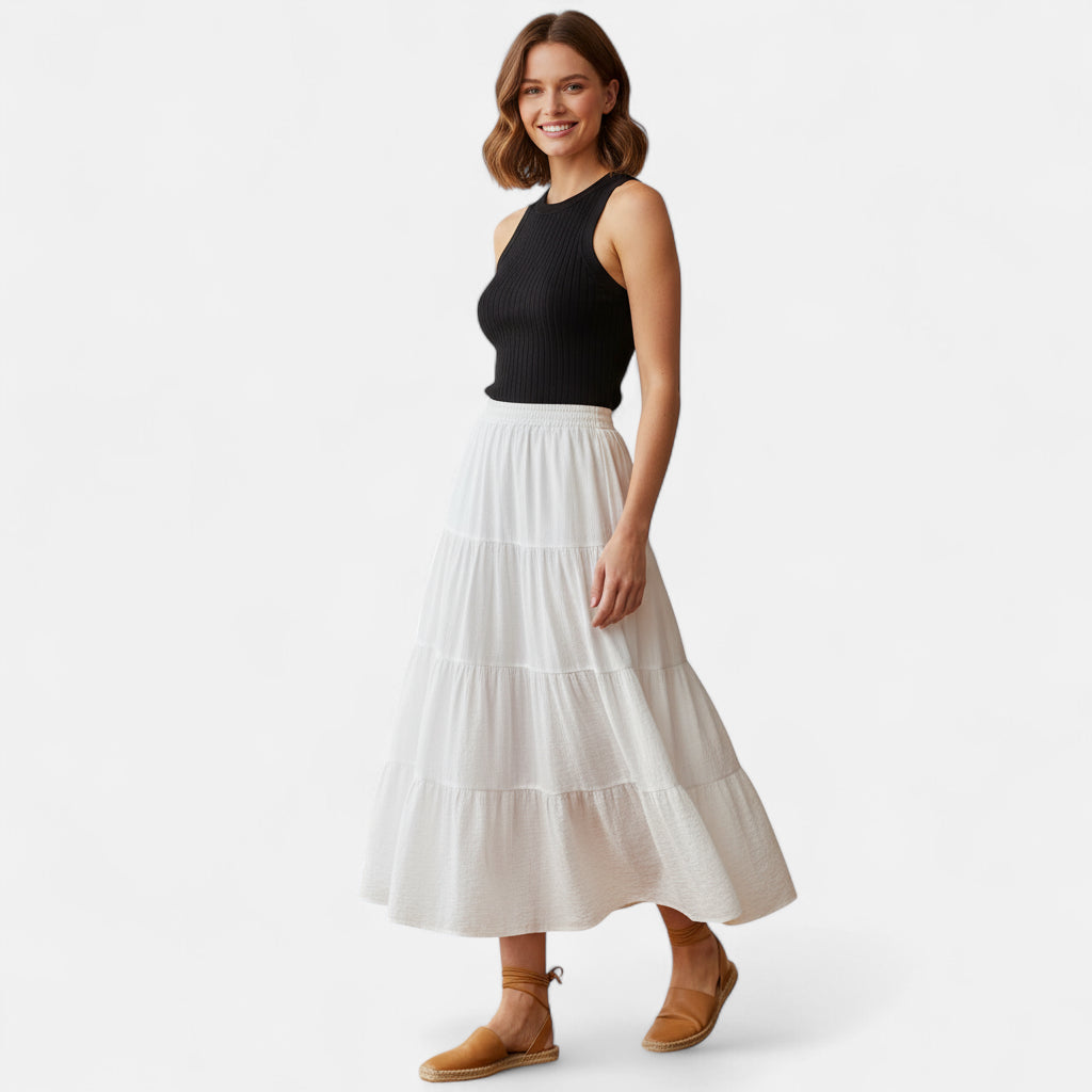 Jupe longue blanche style bohème