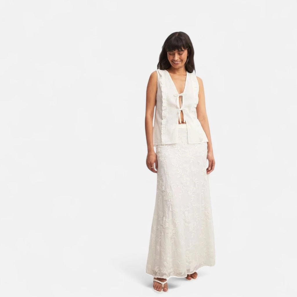 Jupe longue dentelle blanche