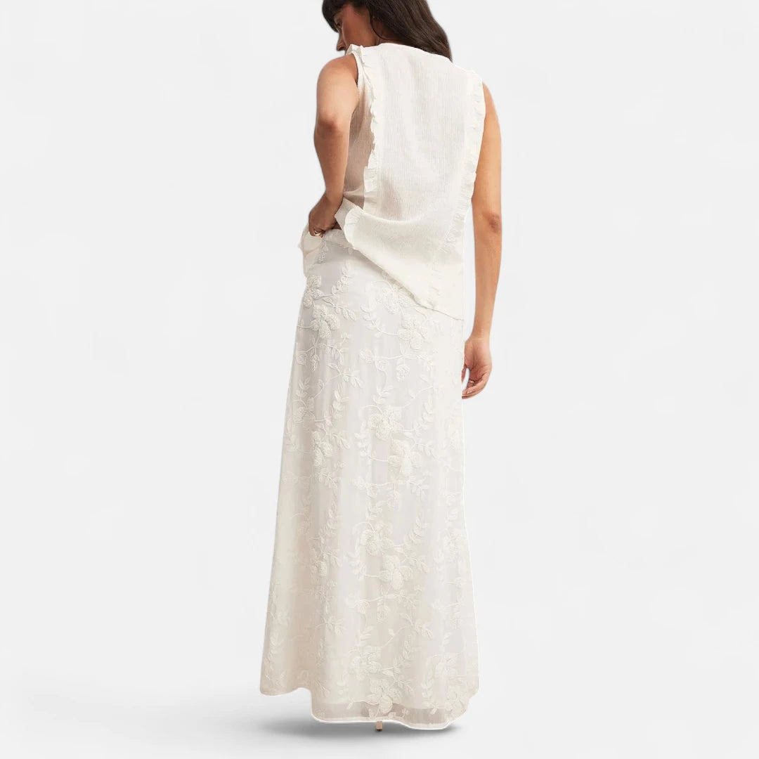 Jupe longue dentelle blanche