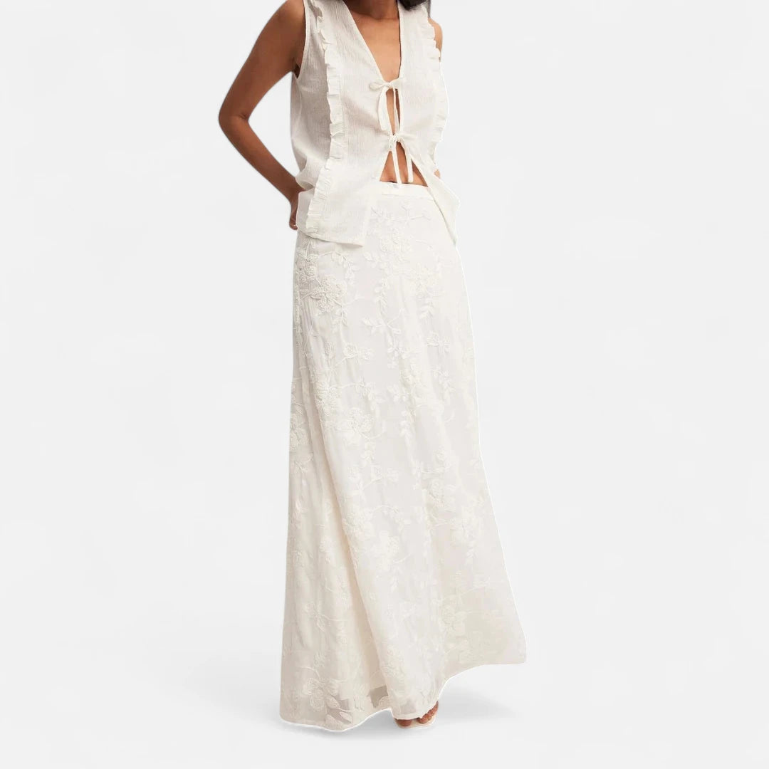 Jupe longue dentelle blanche