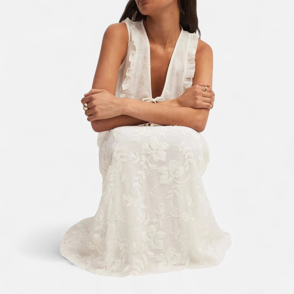 Jupe longue dentelle blanche