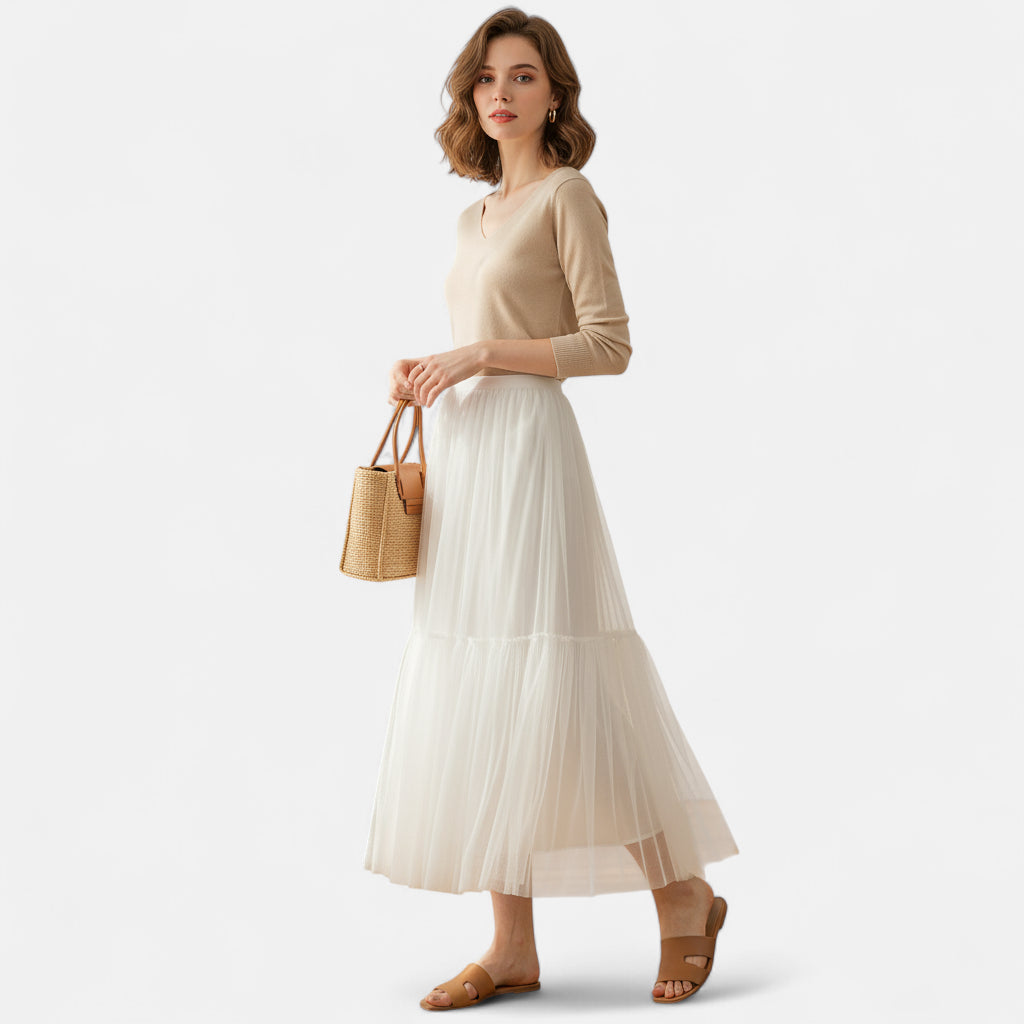 Jupe longue en tulle blanche