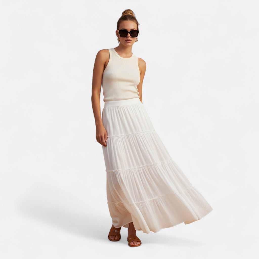 Jupe longue plissée blanche