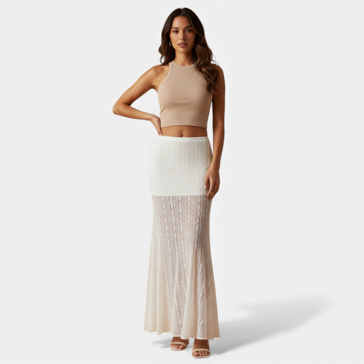 Jupe longue voile blanche