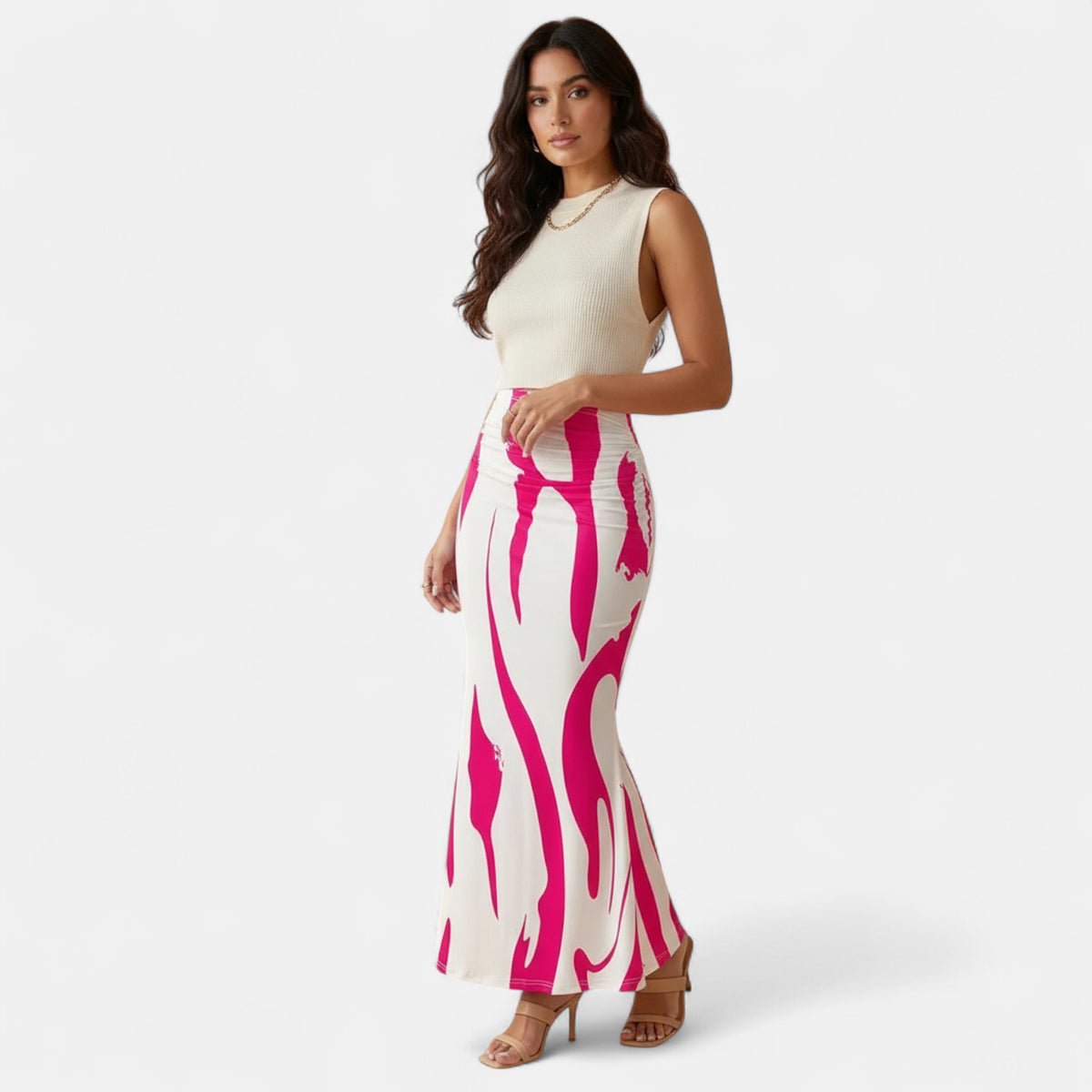 Jupe rose et blanche