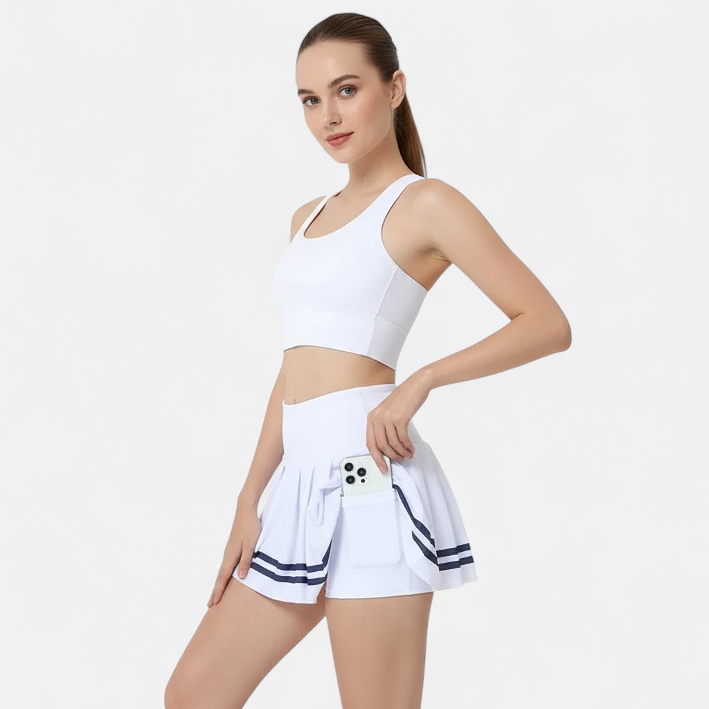 Jupe short blanche et bleu