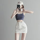 Jupe Taille Haute avec Cordon Ajustable