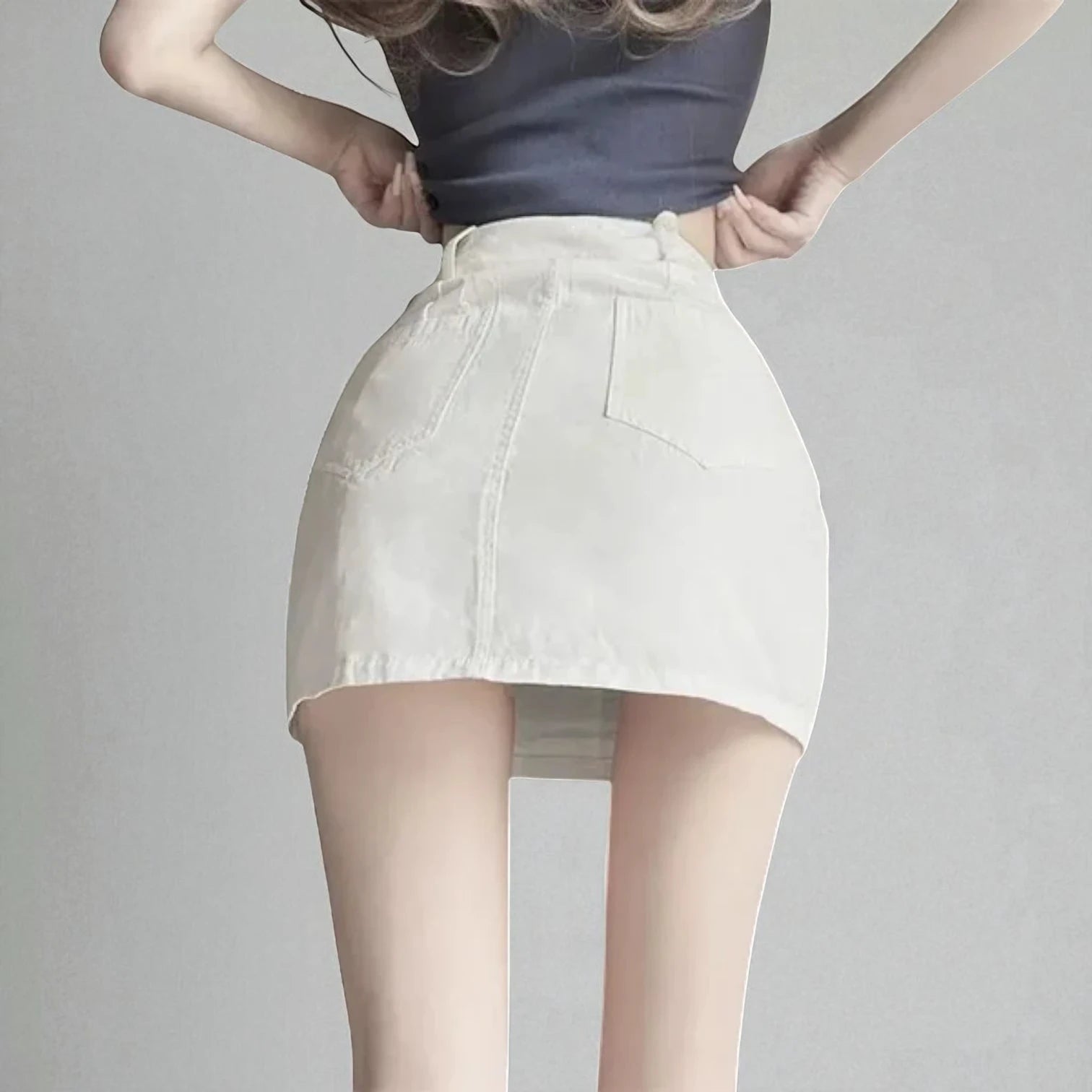 Jupe Taille Haute avec Cordon Ajustable