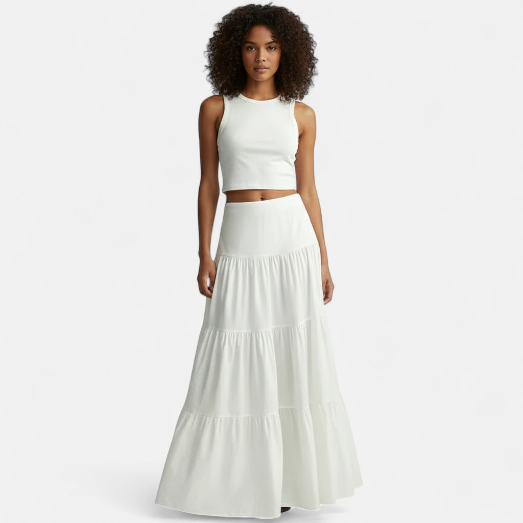 Jupe longue blanche fluide