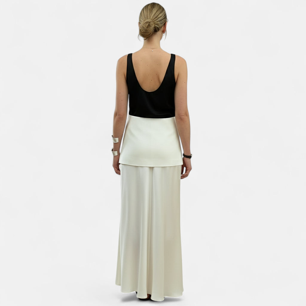 Jupe longue blanche satin